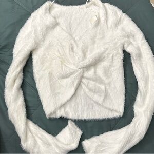 Reversible fuzzy crop sweater
